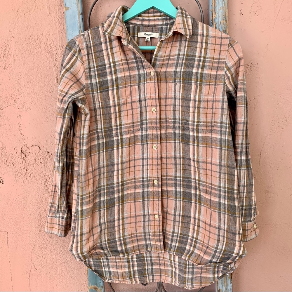 Madewell Plaid Flannel Long Sleeve Pink XS Shirt